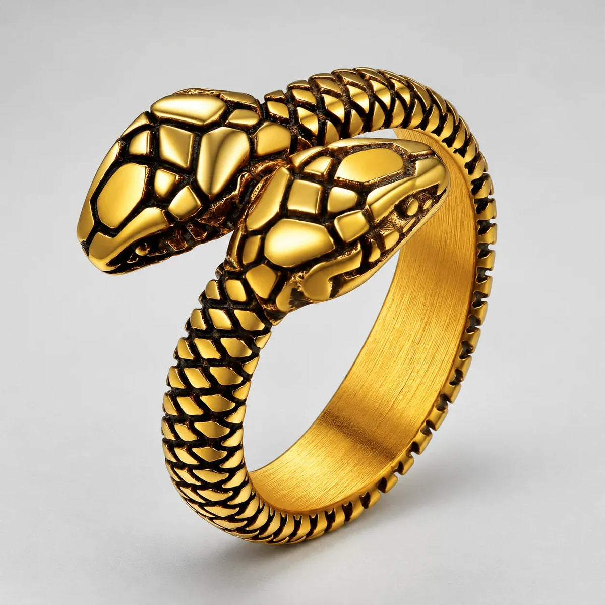 Bague Serpent aux Têtes Jumelles Doré / 13