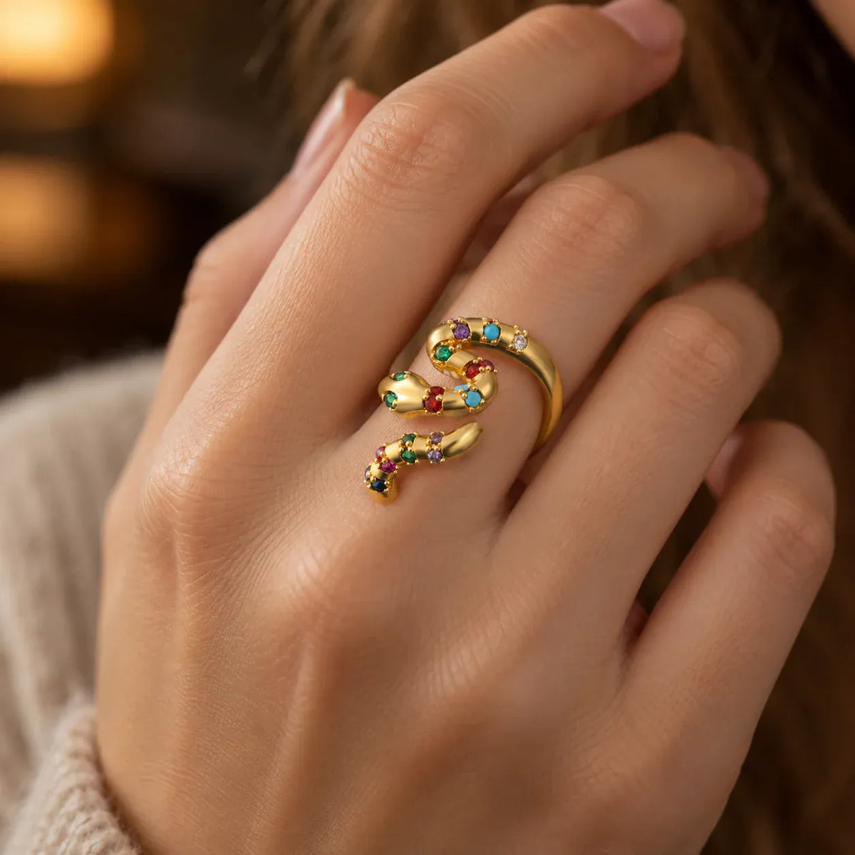 Bague Serpent Constellé de Zircons