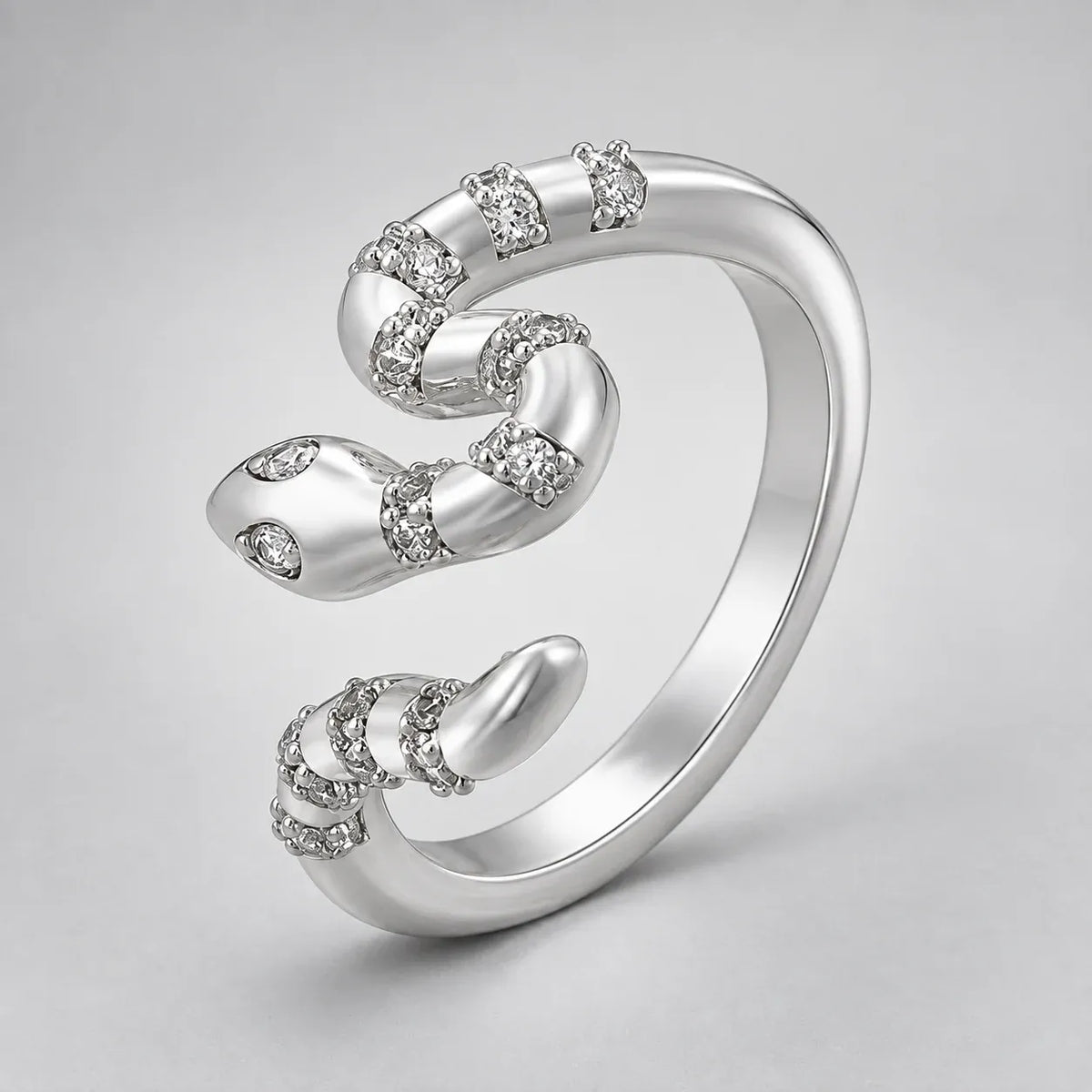 Bague Serpent Constellé de Zircons Argenté cristal