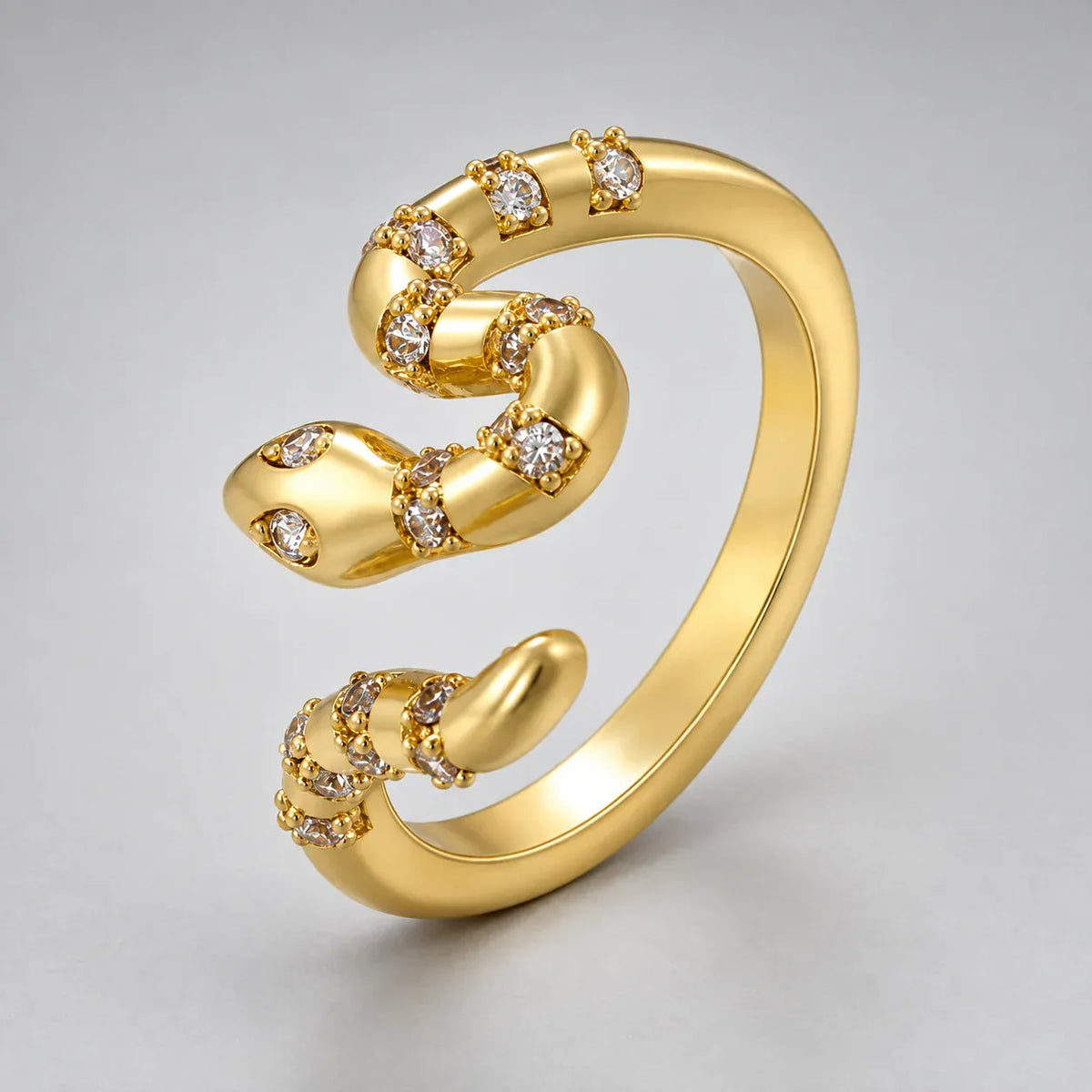 Bague Serpent Constellé de Zircons Doré cristal