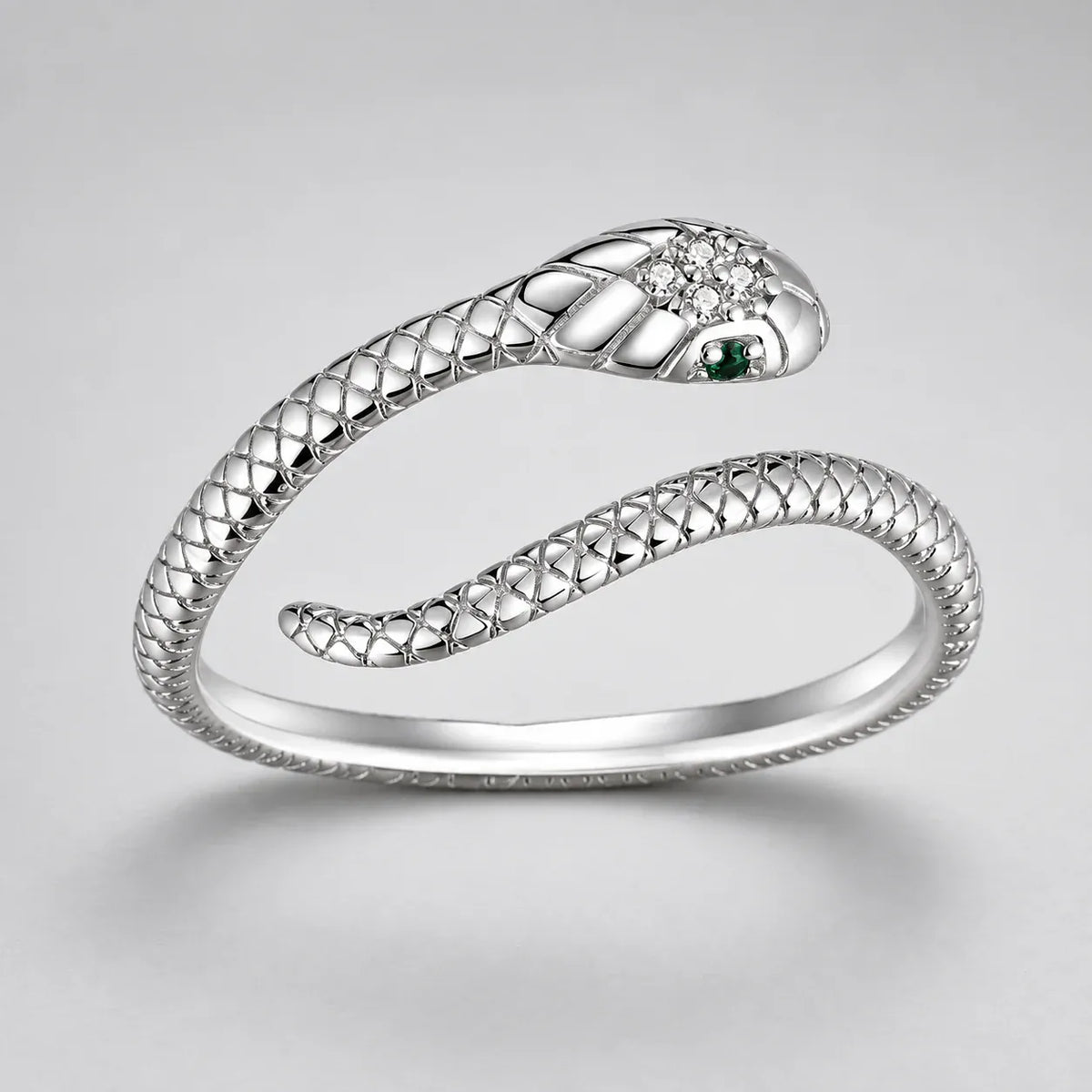 Bague Serpent Délicate Tête Pavée Argenté