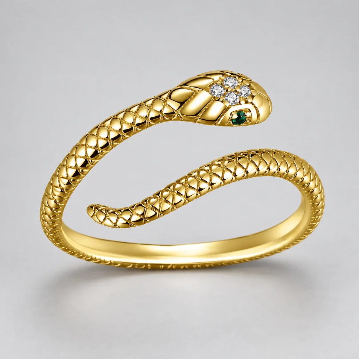 Bague Serpent Délicate Tête Pavée Doré