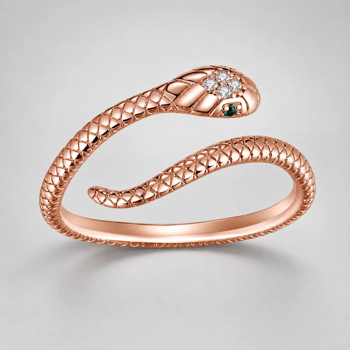 Bague Serpent Délicate Tête Pavée Rosé