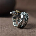 Bague Serpent Dressé aux Rehauts Dorés - Vignette | Médiéfan
