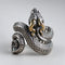 Bague Serpent Dressé aux Rehauts Dorés