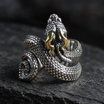 Bague Serpent Dressé aux Rehauts Dorés - Vignette | Médiéfan