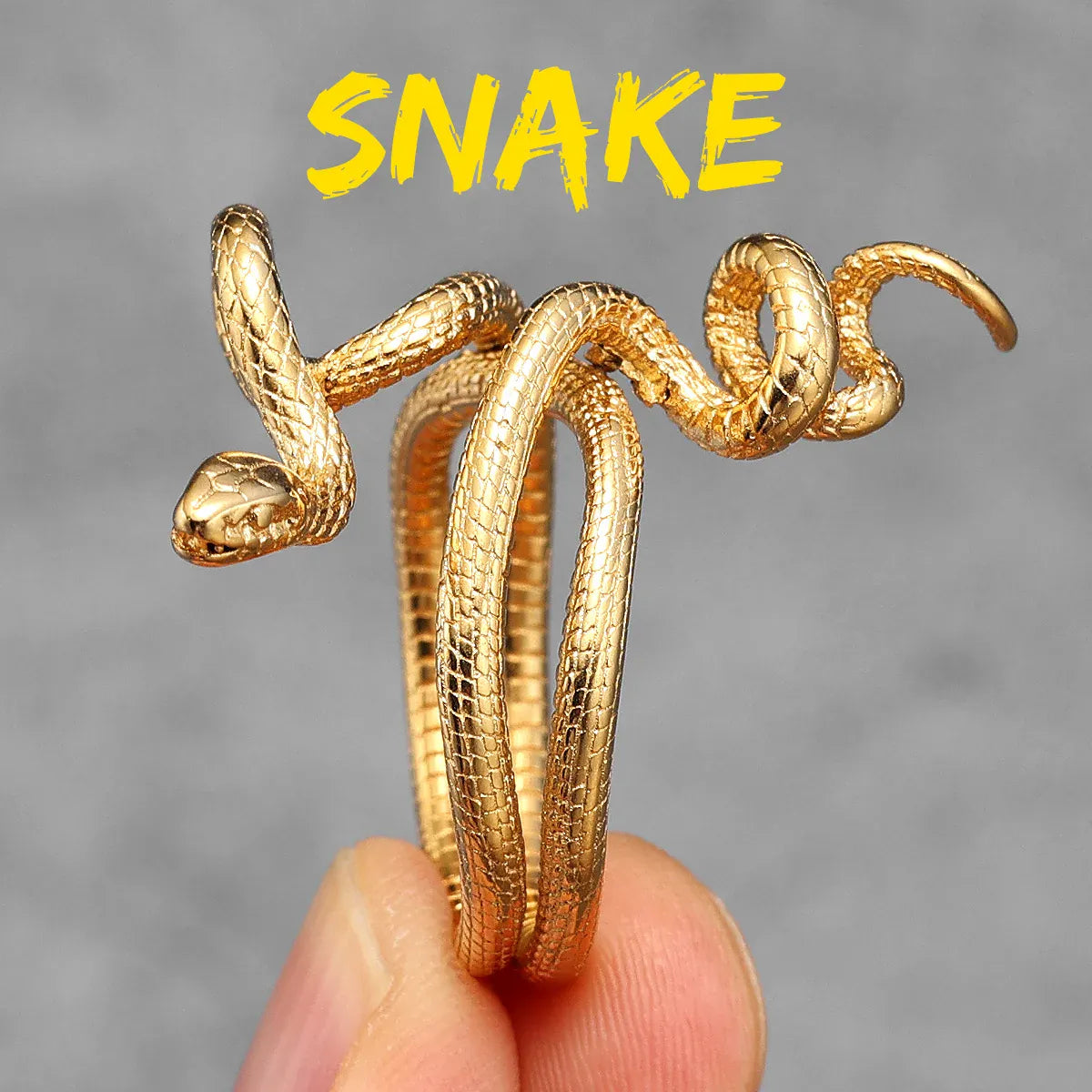 Bague Serpent Enroulé en Triple Tour Doré / 12