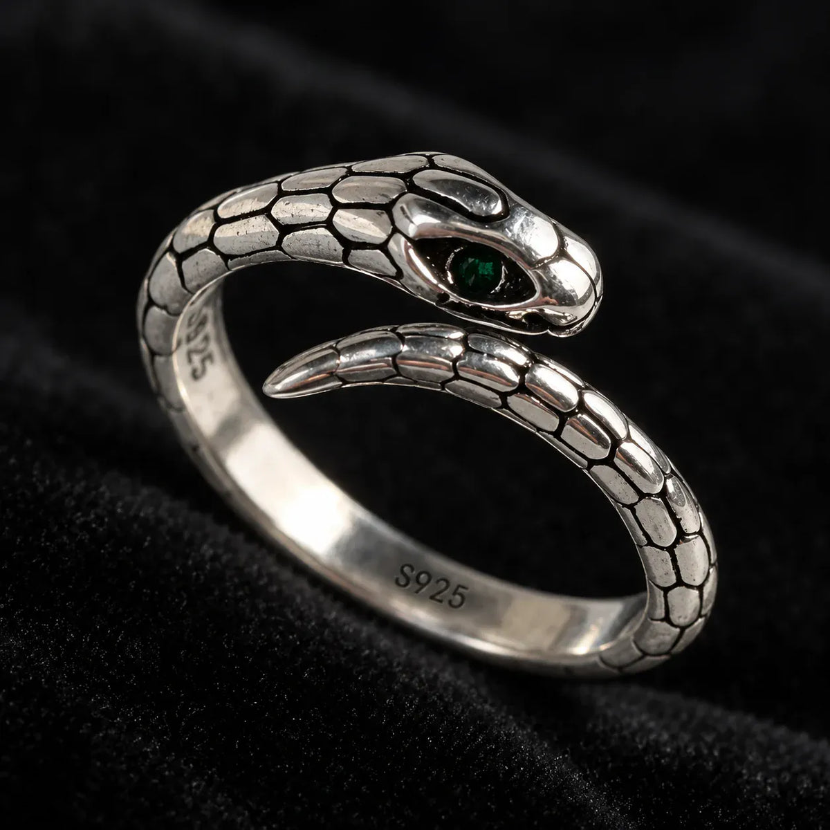 Bague Serpent Œil Vert Réglable