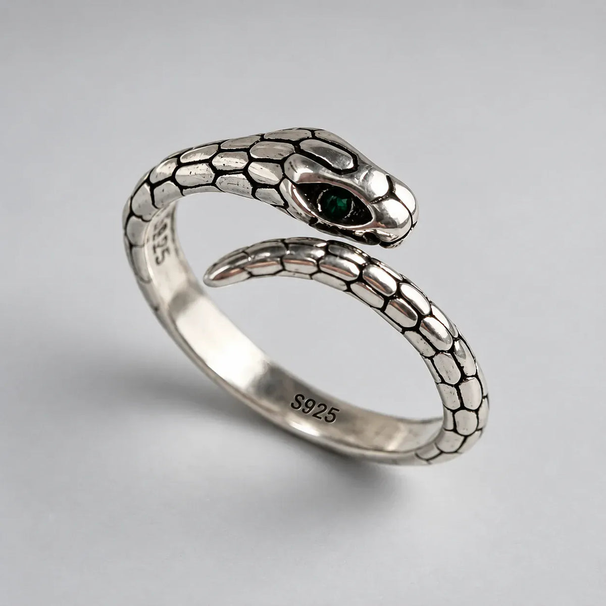Bague Serpent Œil Vert Réglable