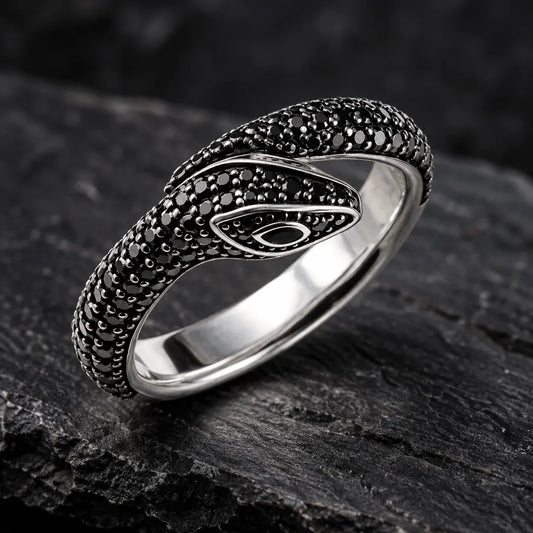 Bague Serpent Pavé Noir