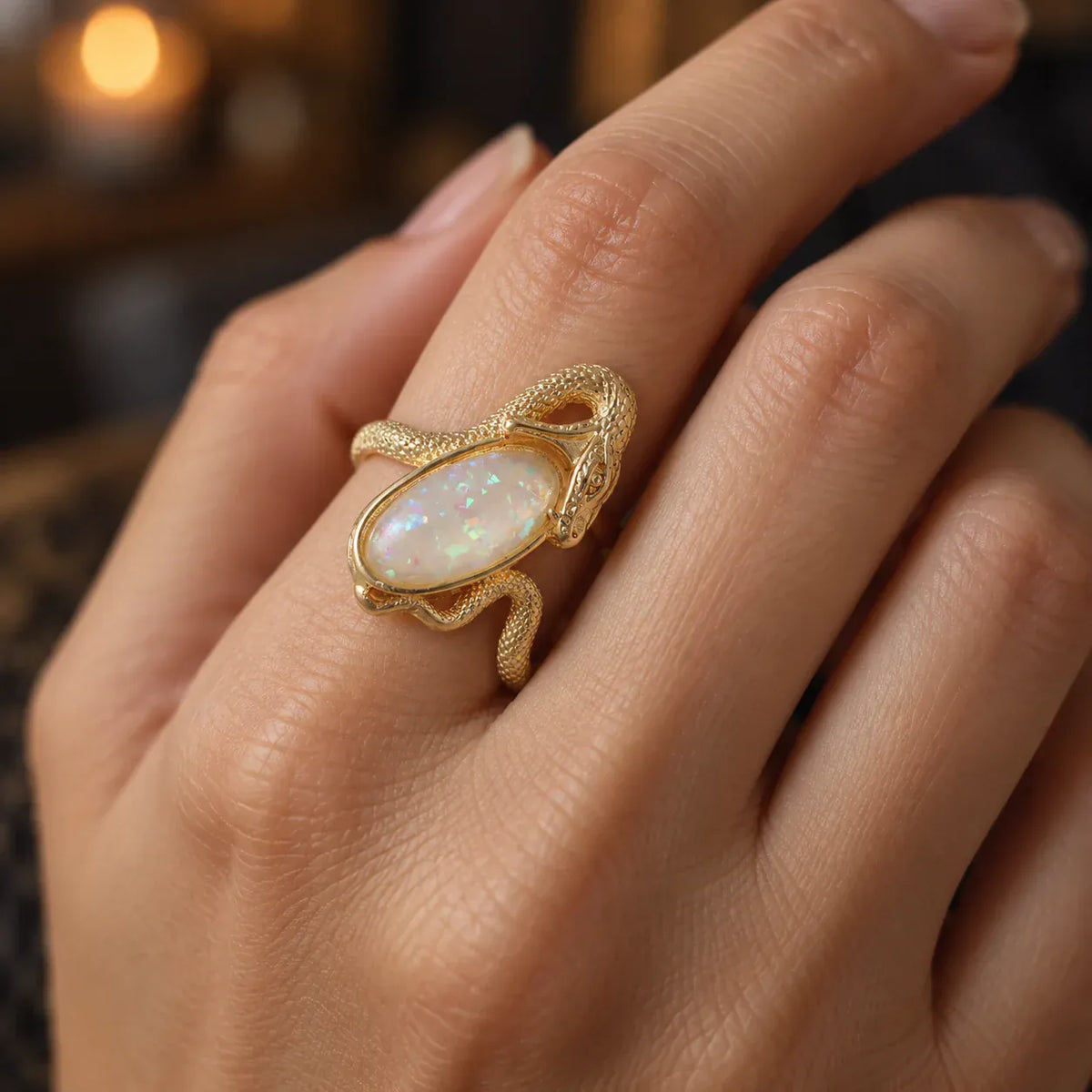Bague Serpent Pierre Opaline