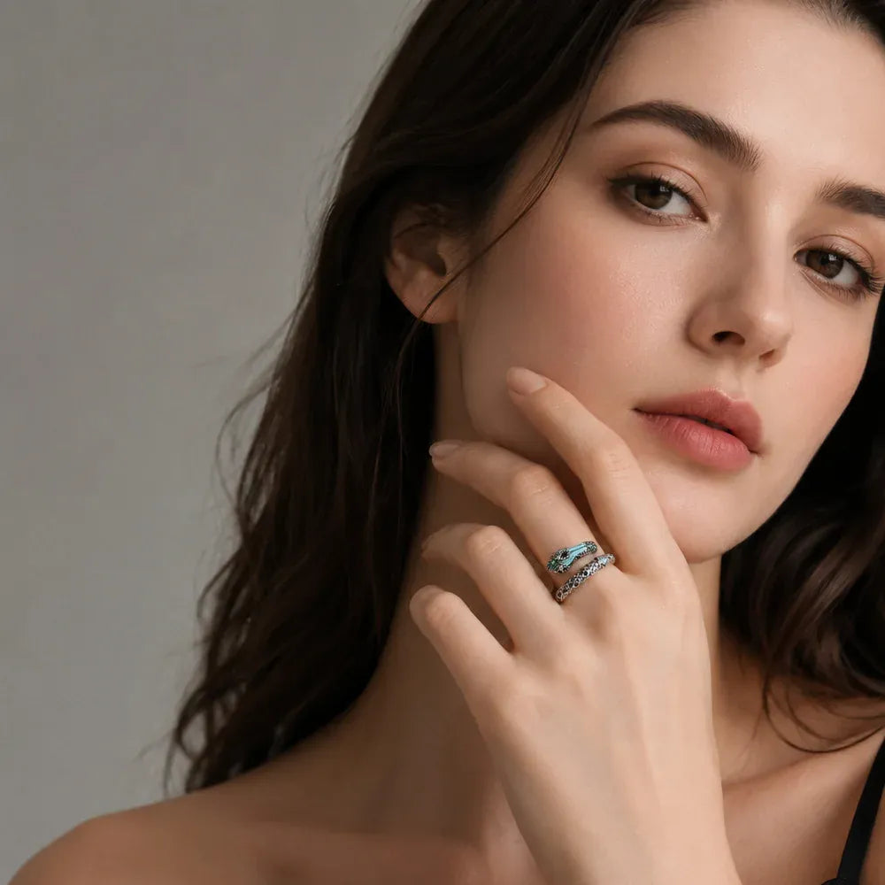 Bague Serpent Tropical Turquoise Réglable