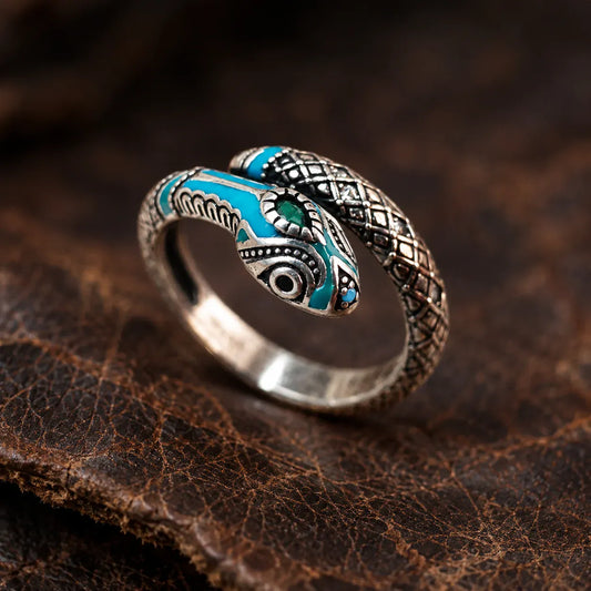 Bague Serpent Tropical Turquoise Réglable