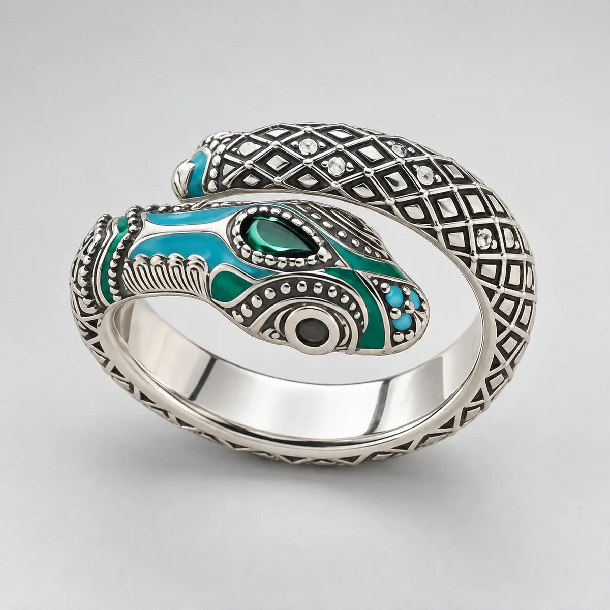 Bague Serpent Tropical Turquoise Réglable