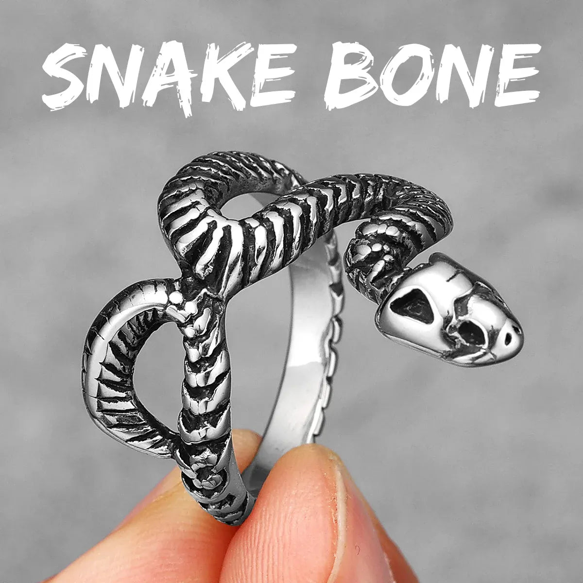 Bague Squelette de Serpent à Crâne 12