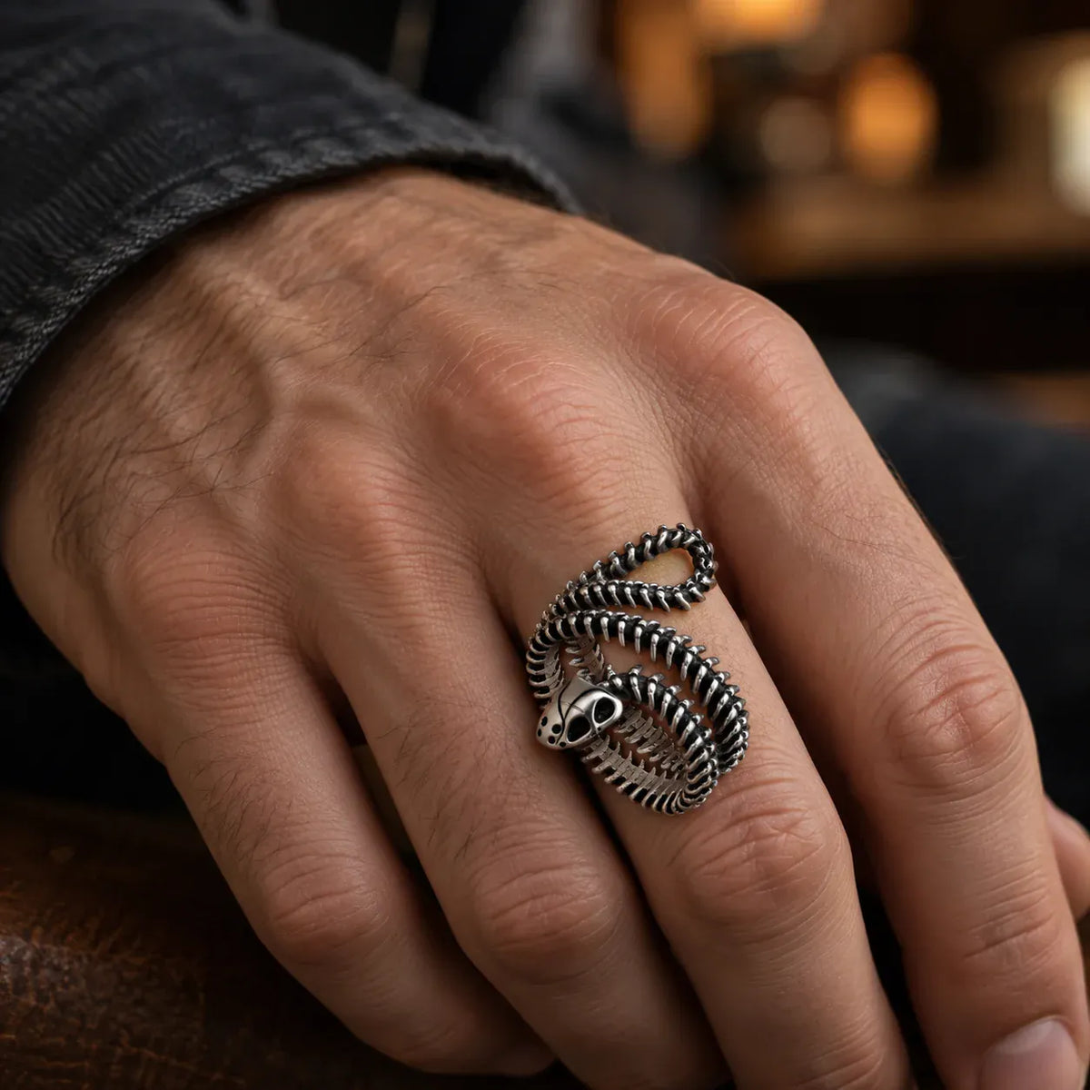 Bague Squelette de Serpent en Spirale