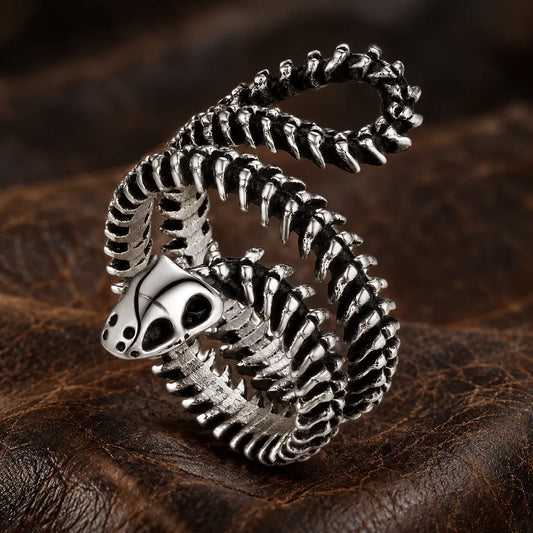 Bague Squelette de Serpent en Spirale