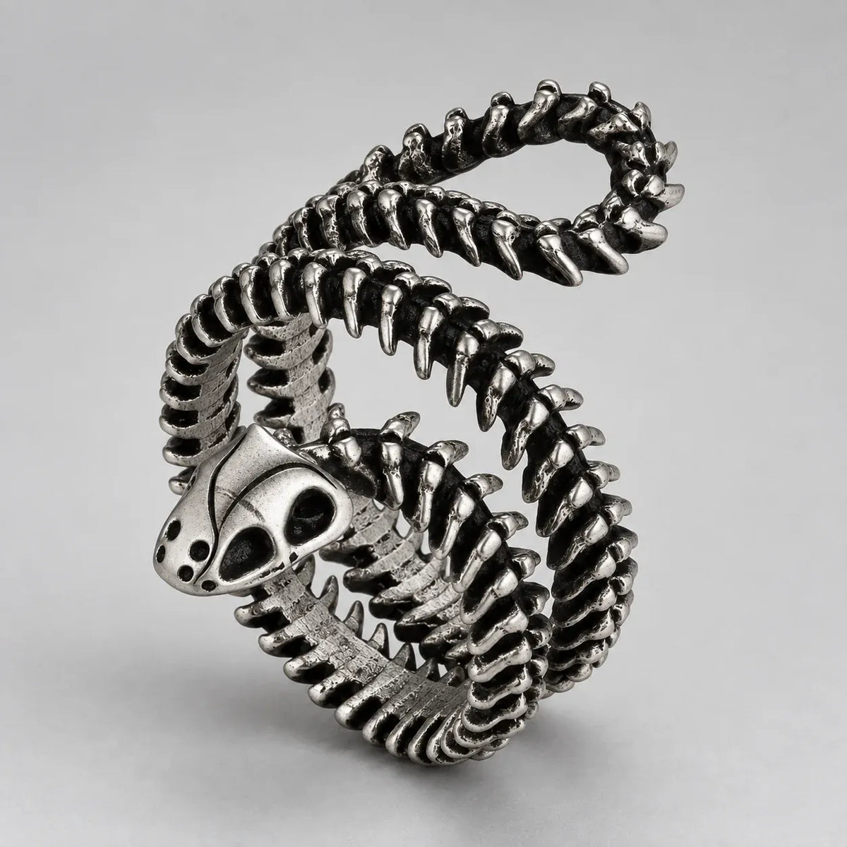 Bague Squelette de Serpent en Spirale Argent vieilli / 13