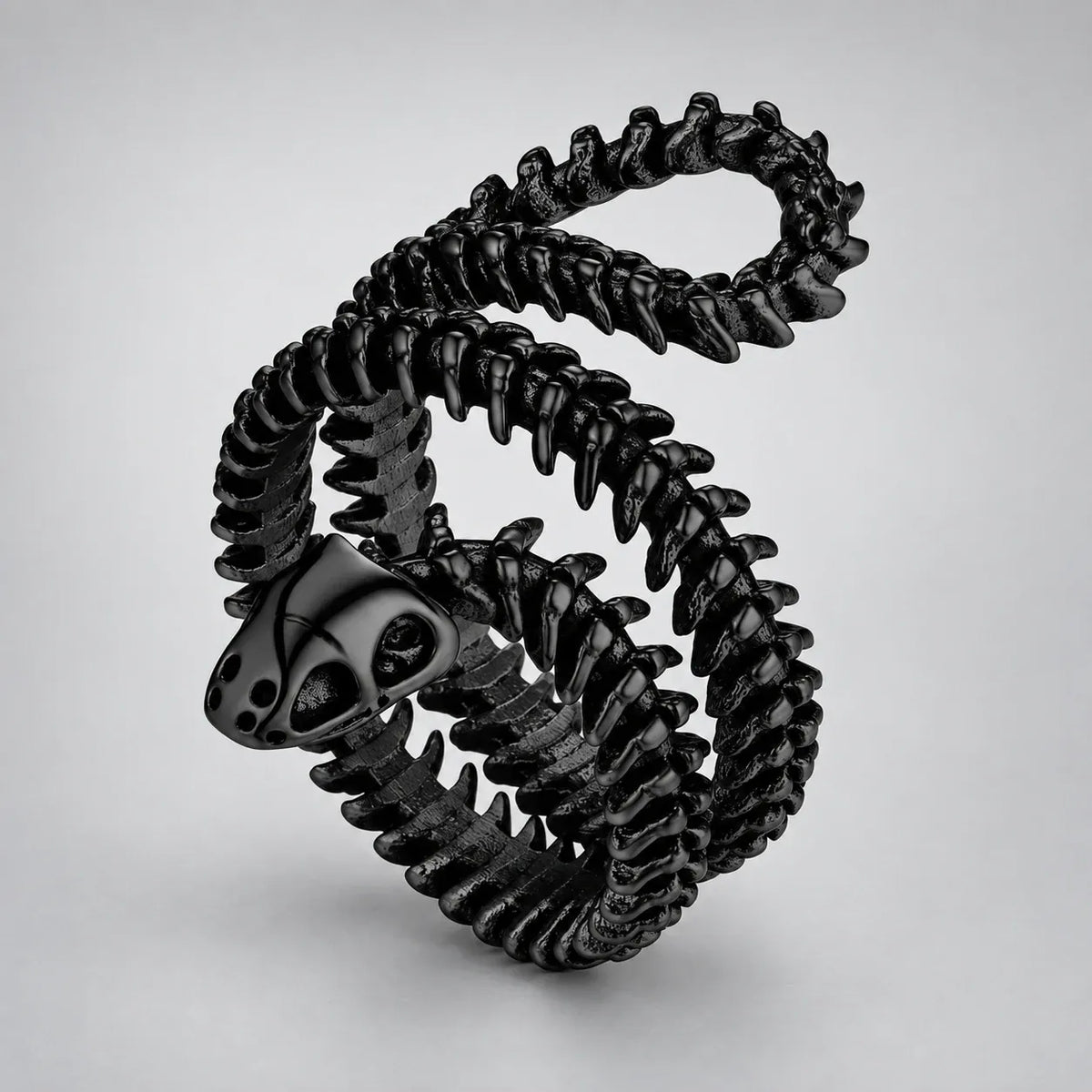 Bague Squelette de Serpent en Spirale Noir / 13