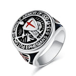 Bague templière croix pattée rouge « Armor of God » dorée - Vignette | Médiéfan