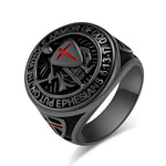 Bague templière croix pattée rouge « Armor of God » dorée - Vignette | Médiéfan