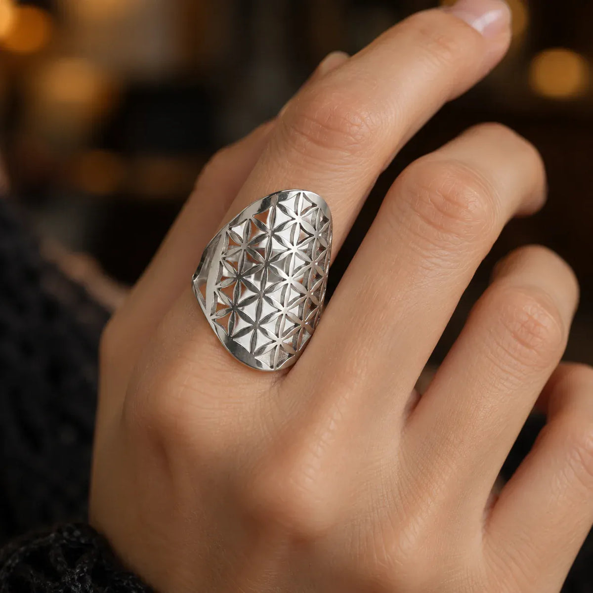Bague Treillis Fleur de Vie Ajourée