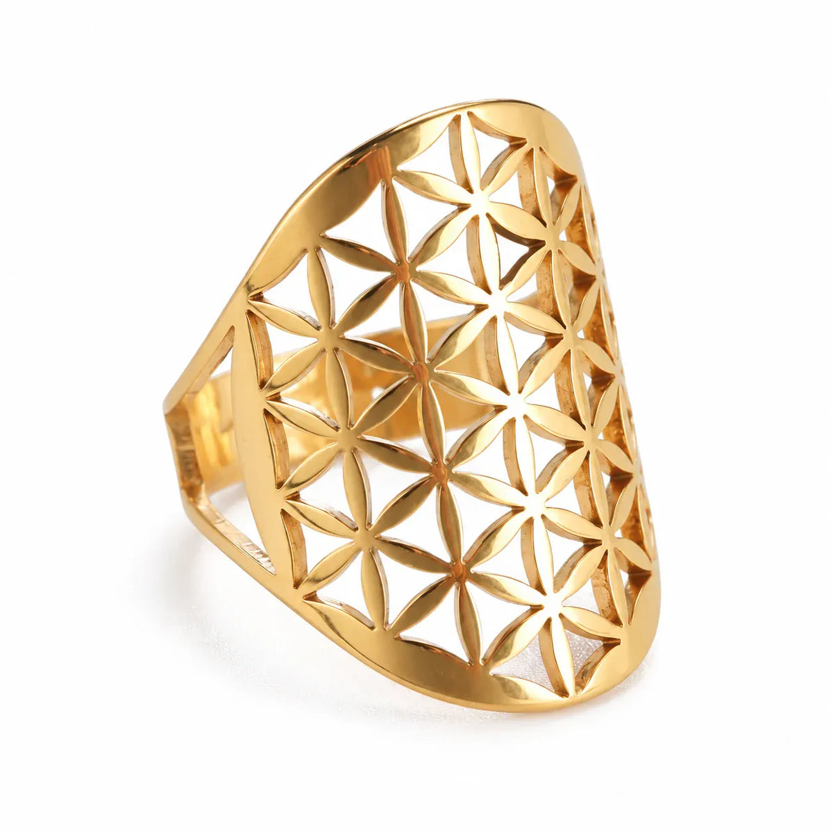 Bague Treillis Fleur de Vie Ajourée Doré