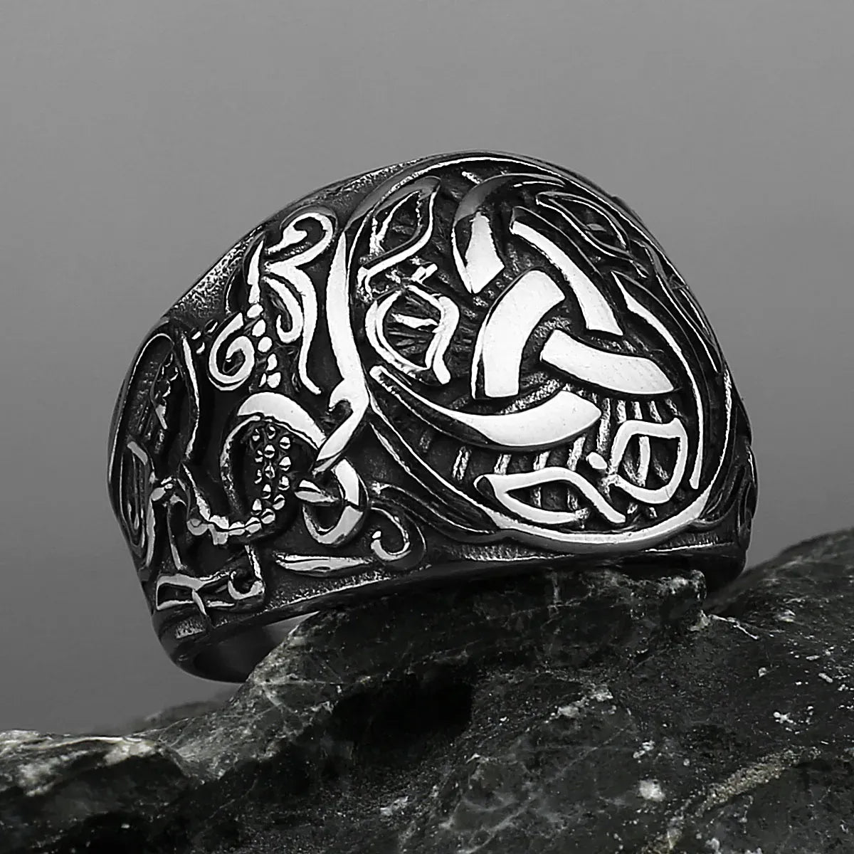 Bague Viking Dragon Rune en acier inoxydable pour hommes, anneau de tempérament à la mode, motard Hip Hop, amulette à nœud celtique, bijoux cadeau