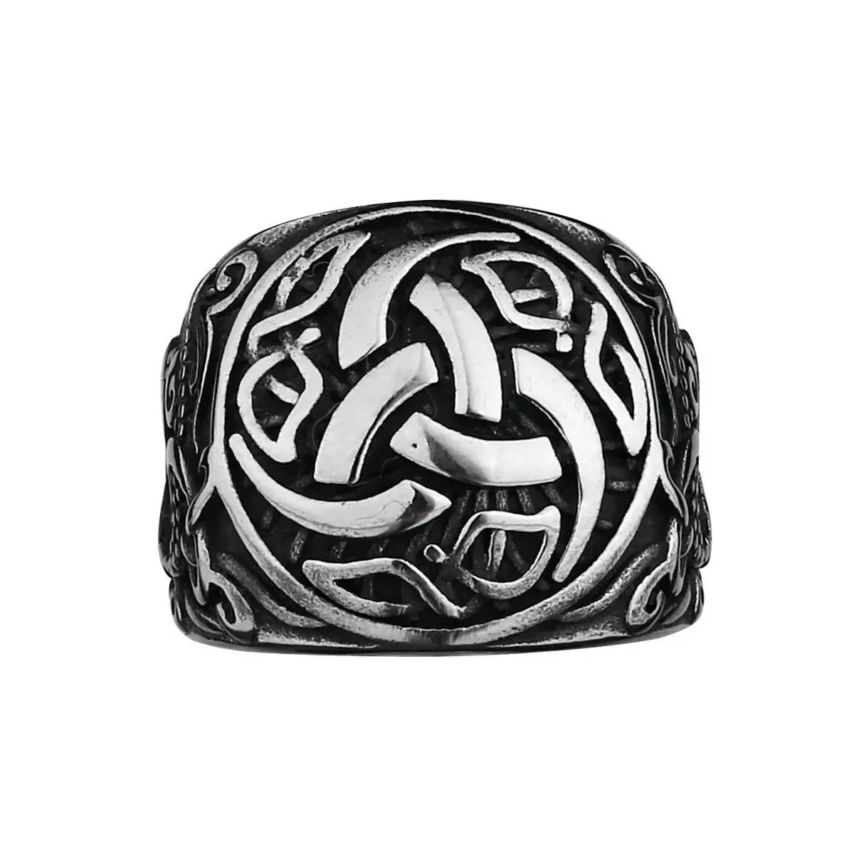 Bague Viking Dragon Rune en acier inoxydable pour hommes, anneau de tempérament à la mode, motard Hip Hop, amulette à nœud celtique, bijoux cadeau