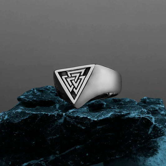 Bague Viking Valknut — vue 2, bijou en acier inoxydable