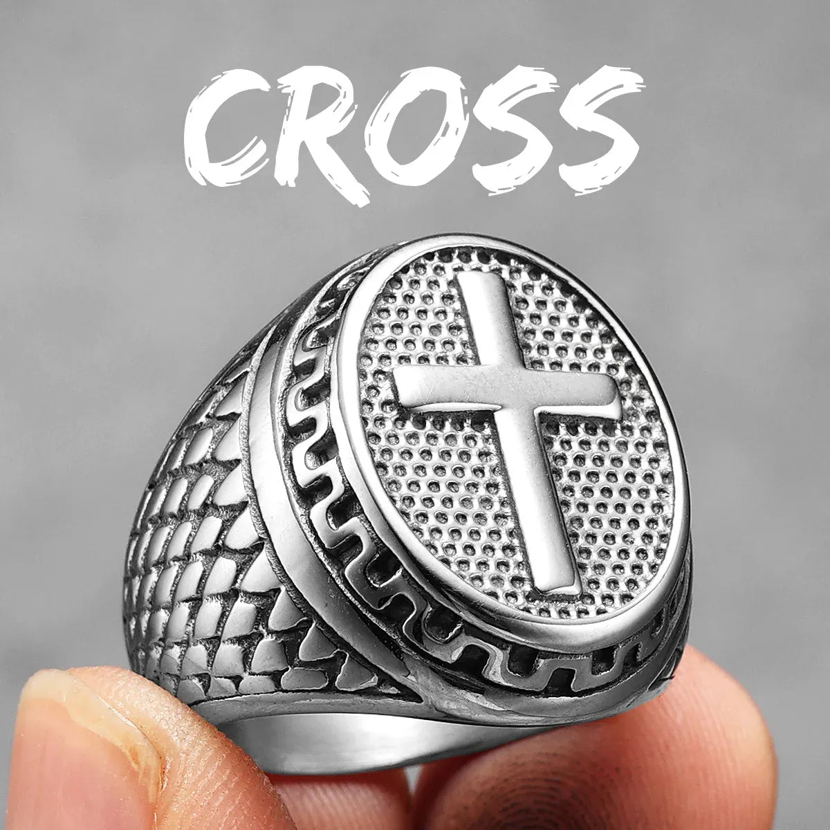 Bagues en acier inoxydable pour hommes et femmes, croix croisée de Jérusalem, Punk Rock, trucs Cool, accessoires de mode, bijoux pour femmes, cadeau, vente en gros R1190-Silver / 11