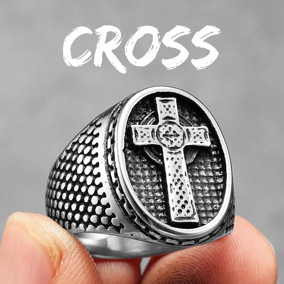 Bagues en acier inoxydable pour hommes et femmes, croix croisée de Jérusalem, Punk Rock, trucs Cool, accessoires de mode, bijoux pour femmes, cadeau, vente en gros R1191-Cross / 13