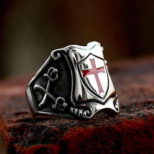 BEIER – bague militaire en acier inoxydable pour homme, bijoux de personnalité, croix, chevalier, vente en gros, prix d'usine, BR8-823 BR8-923 / taille américaine / 7