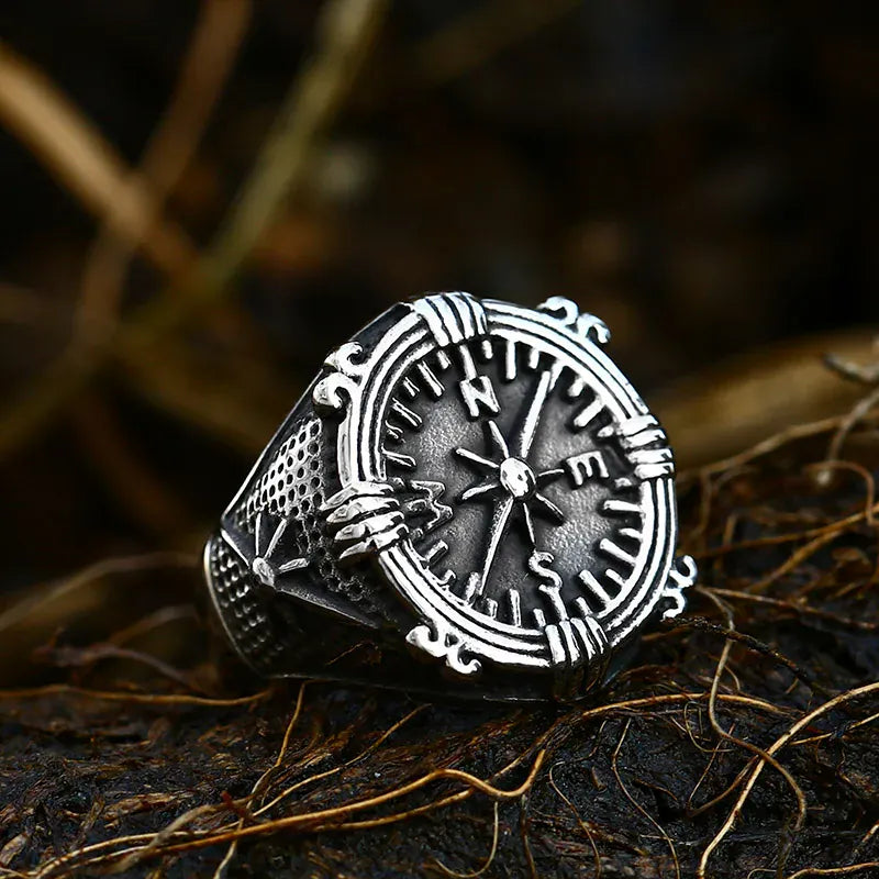 Beier New Store 316L Stainless Steel Viking Cross Compass Runic Pirate Men's Ring Nautical Fashion Jewelry Dropshipping BR8-108R BR8-718 / 7