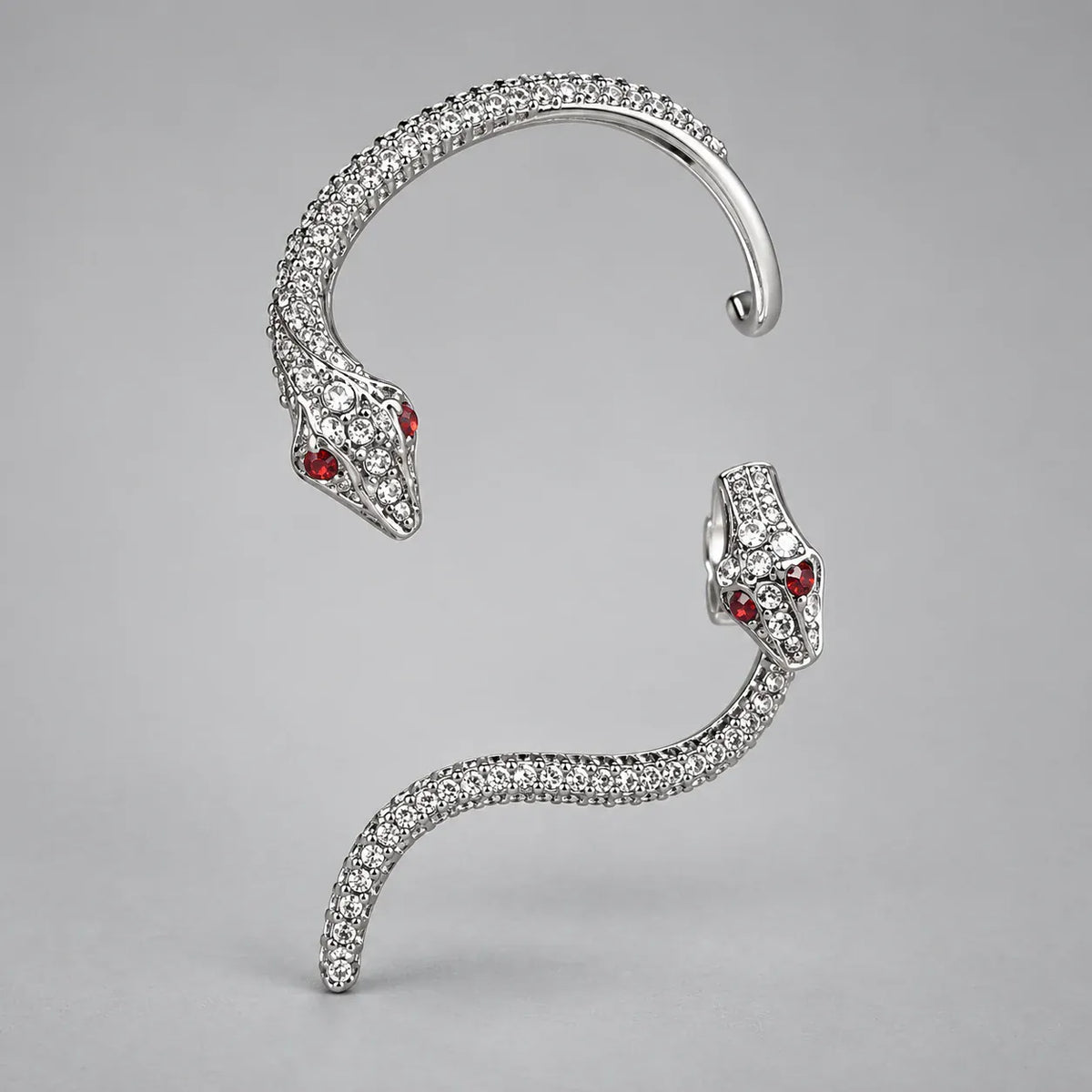 Bijou d'Oreille Serpent à Deux Têtes Argenté