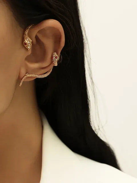 Bijou d'Oreille Serpent à Deux Têtes Doré