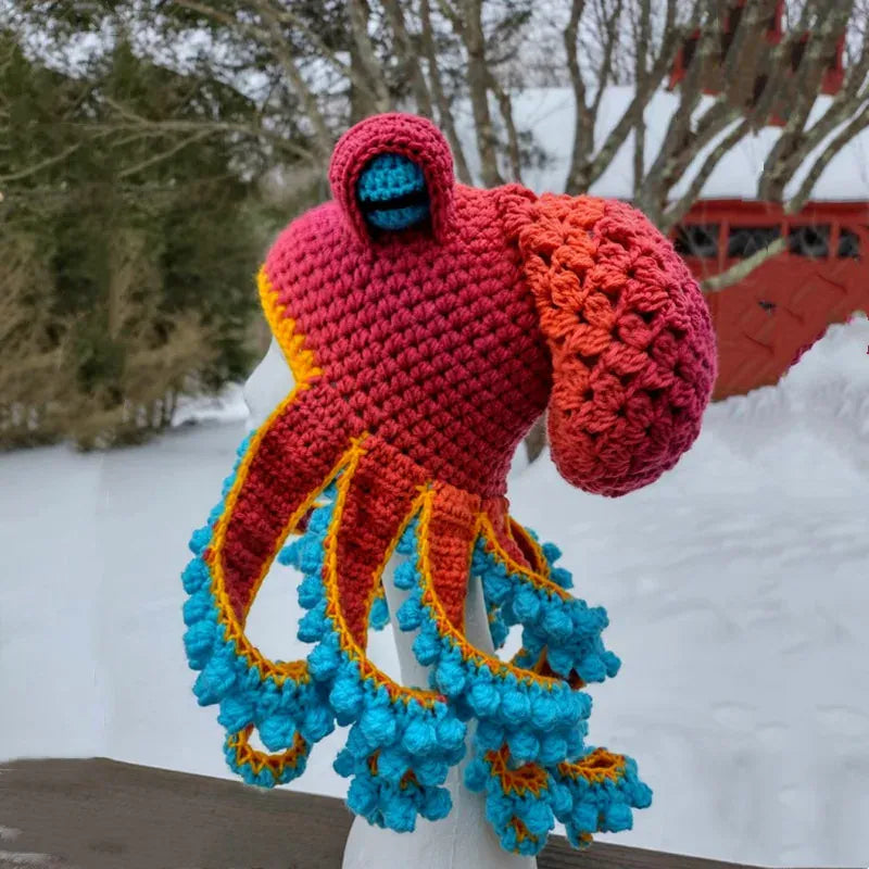Bonnet Cthulhu Tricoté Rouge & orange