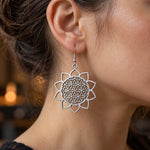 Boucles d'Oreilles Fleur de Vie Lotus Ajouré - Vignette | Médiéfan
