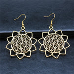 Boucles d'Oreilles Fleur de Vie Lotus Ajouré - Vignette | Médiéfan