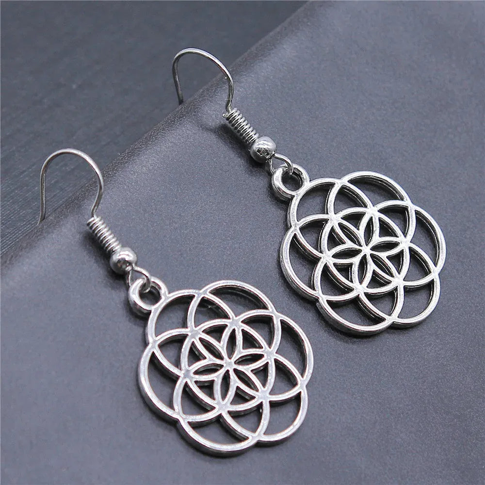 Boucles d'Oreilles Graine de Vie Festonnée Argenté