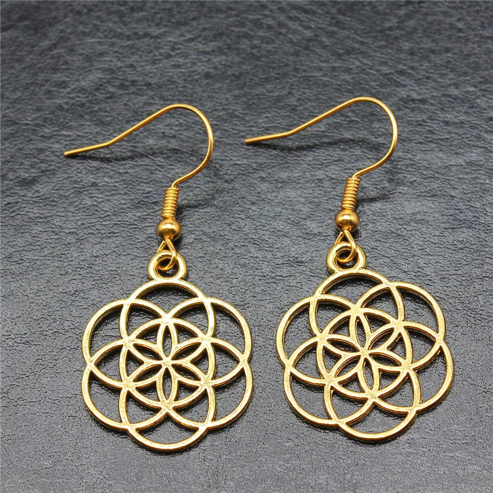 Boucles d'Oreilles Graine de Vie Festonnée Doré