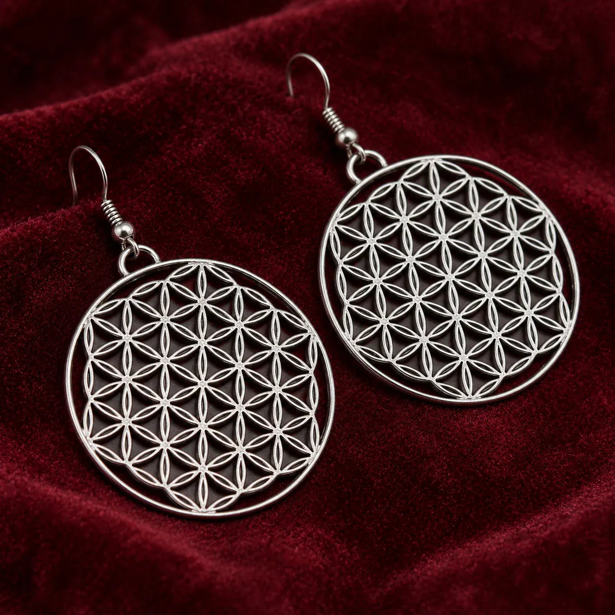 Boucles d'Oreilles Grand Disque Fleur de Vie