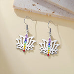 Boucles d'Oreilles Lotus 7 Chakras Goutte Violette - Vignette | Médiéfan