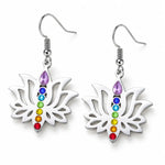Boucles d'Oreilles Lotus 7 Chakras Goutte Violette - Vignette | Médiéfan