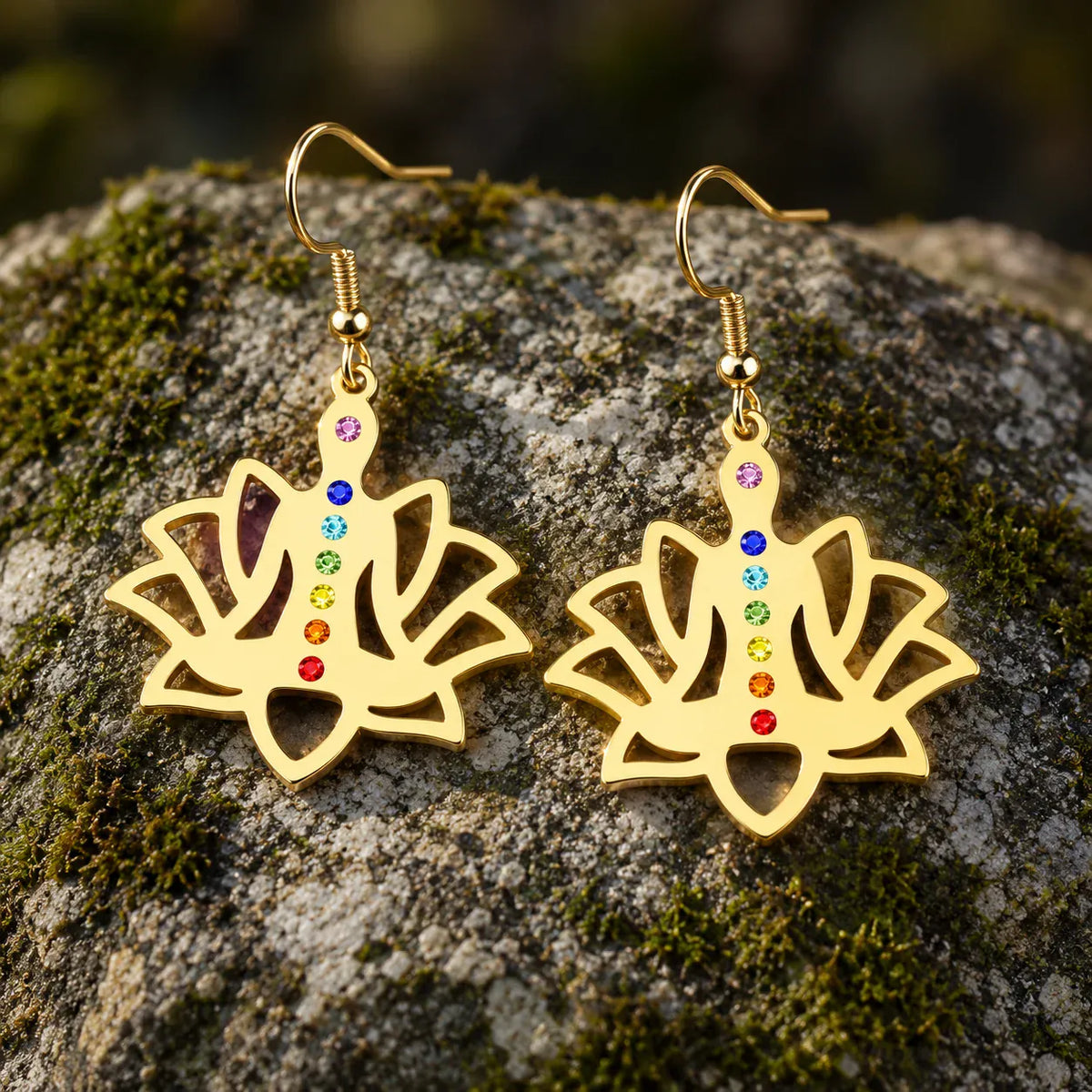 Boucles d'Oreilles Lotus Silhouette en Méditation