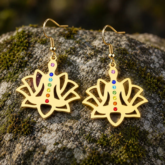Boucles d'Oreilles Lotus Silhouette en Méditation