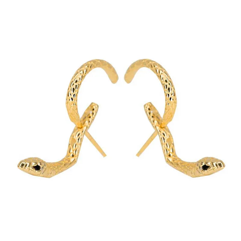 Boucles d’Oreilles Serpent Lové au Lobe