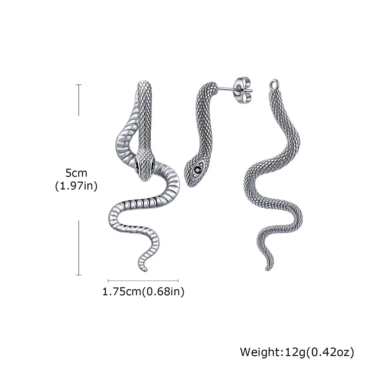 Boucles d'Oreilles Serpent Traversant Argenté