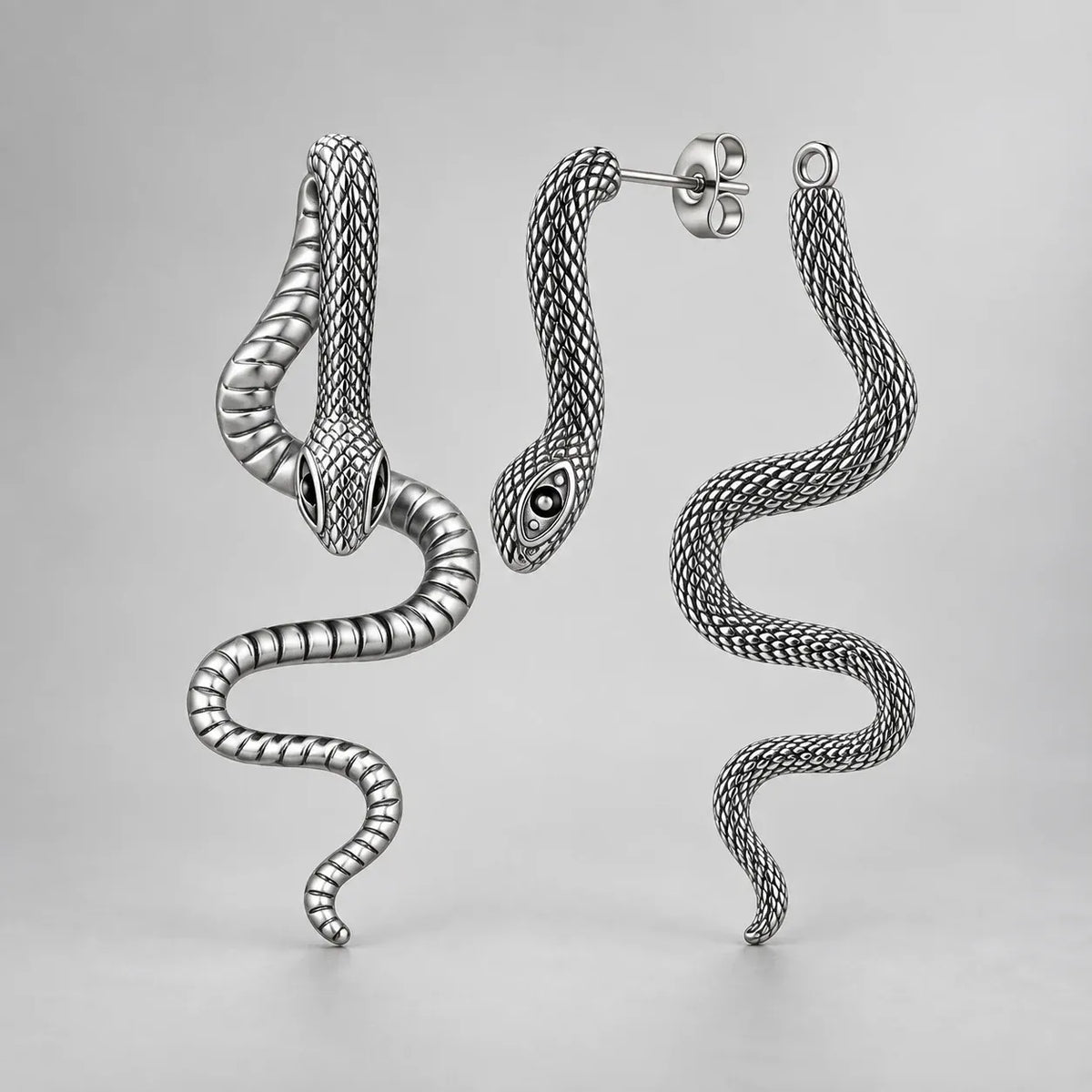 Boucles d'Oreilles Serpent Traversant Argenté