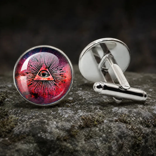 Boutons de manchette Illuminati œil de la providence violet